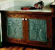 An example of a bathroom vanity with pierced tin panels